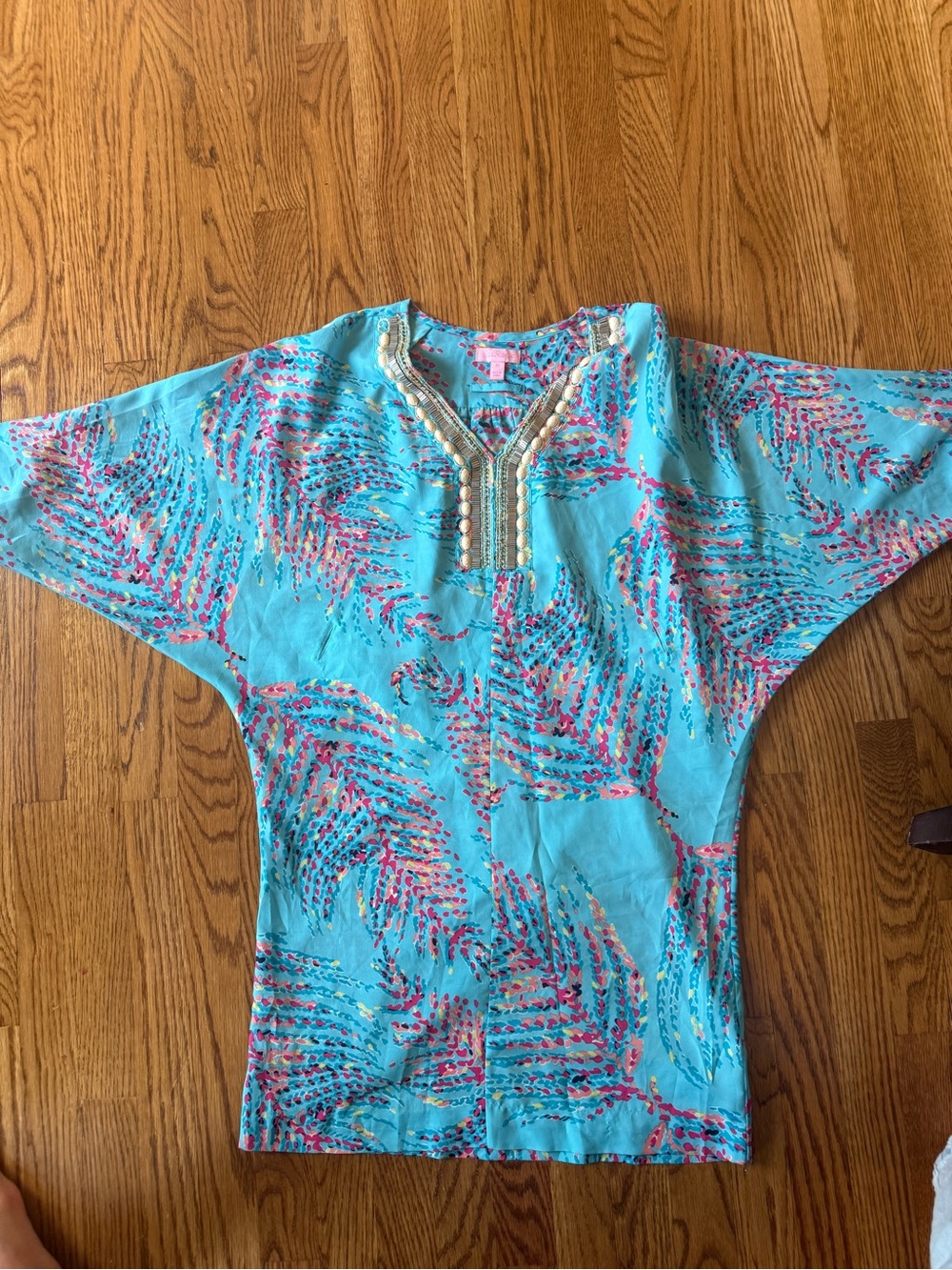 Lilly Pulitzer Turquoise Pink Blue Patterned Tunic